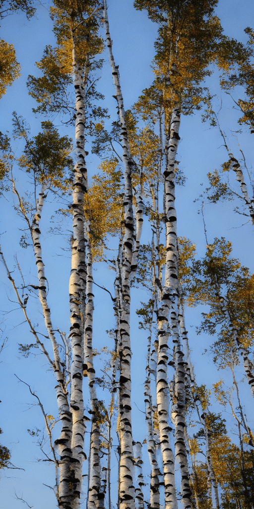 AI generated: lake mountains forest sky sunset stars tree birch