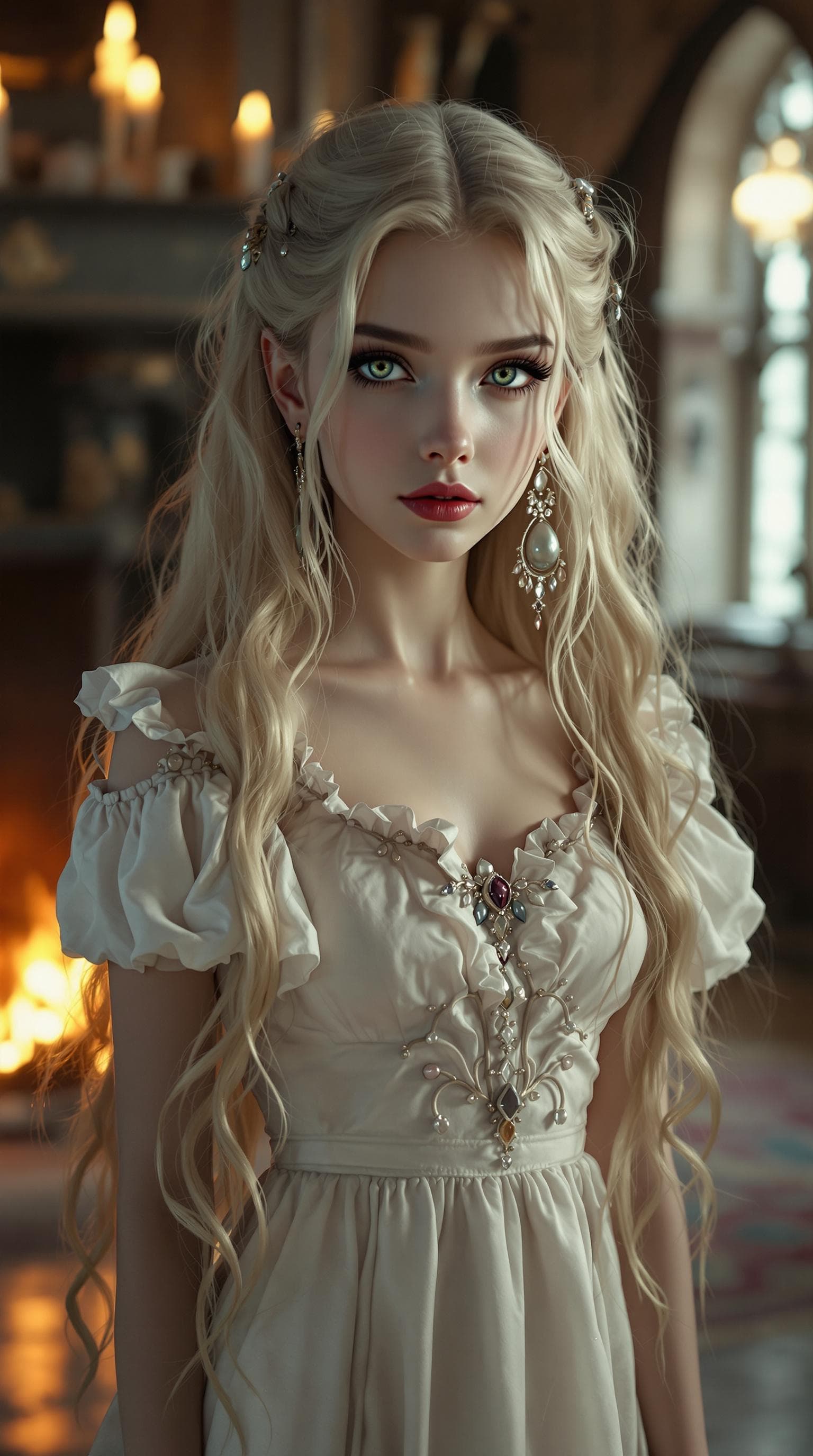 AI generated: a professional photo of a exceptionally of the most beautiful girl in the world, Transylvanian vampi...