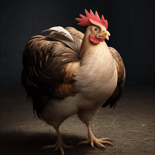 AI generated: Generate an image featuring a scared chicken in a visually engaging and expressive manner. The chick...