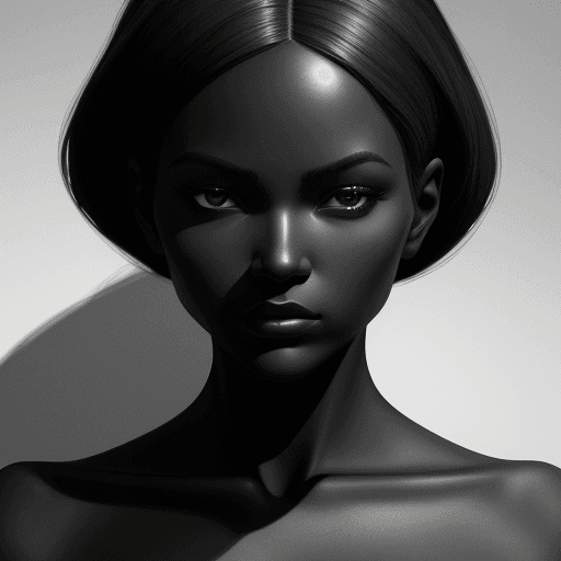 AI generated: a black and white photo of a woman with shadow. , in the style of minimalist beauty, light bronze an...