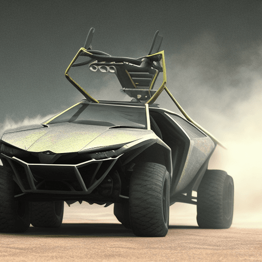 AI generated: hyper realistic Photo of a futuristic lamborghini tracked land crawler