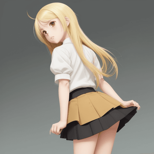 AI generated: Loli anime girl in skirt, blond hair, short