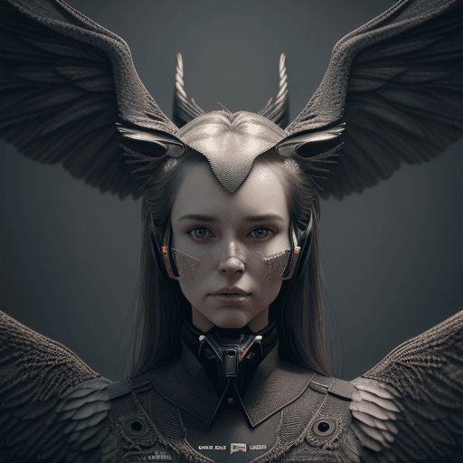 AI generated:  close-up portrait  surveilance camera  equipped with  animal  wings   hovering  the  sky   intricat...
