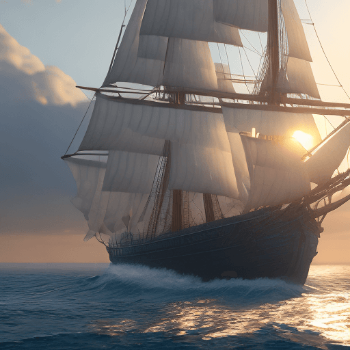 AI generated: Photo of a ultra realistic sailing ship, dramatic light, pale sunrise, cinematic lighting, battered,...