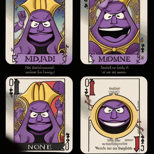 AI generated: McDonald's tarot card deck featuring grimace 