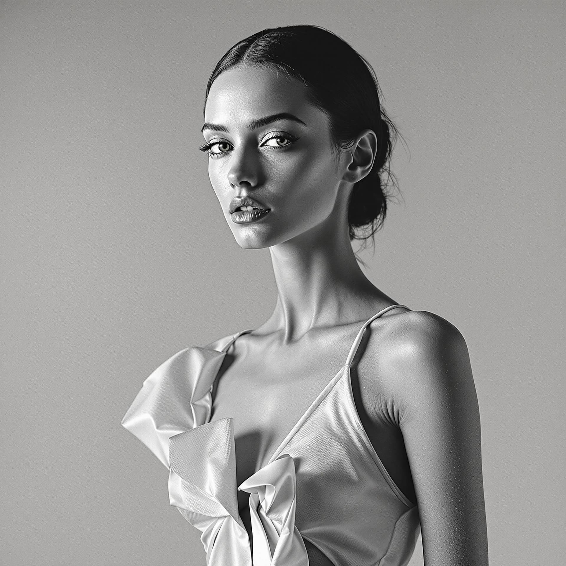 AI generated: Humeur : sérénité ; atmosphère paisible ; photographie de mode ; Mario Testino ; modèle féminin corp...