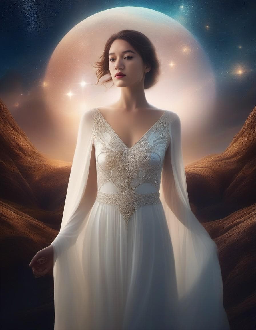 AI generated: (cinematic celestial creation:1.3), (masterful design:1.1), high-resolution shot, fantastic woman am...