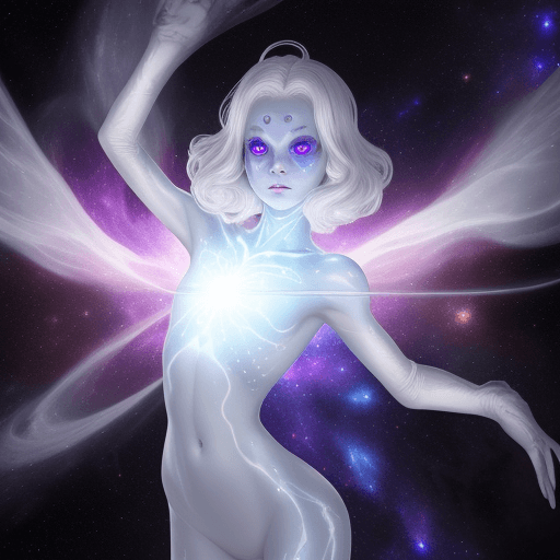 AI generated: Cosmic Entity, White Galaxy Eyes, Universal Skin
