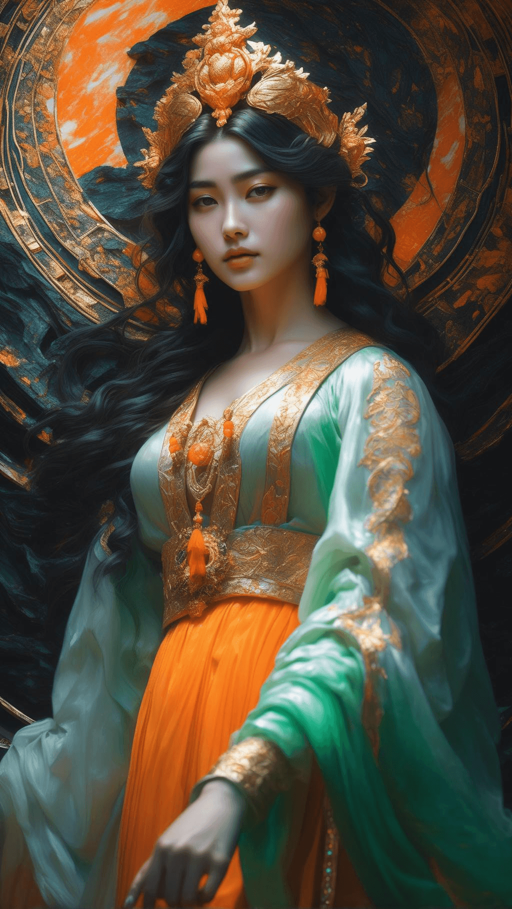 AI generated: RAW photograph of a stunning heavenly beautiful woman, sharp contrast, Techno Marble, photorealistic...