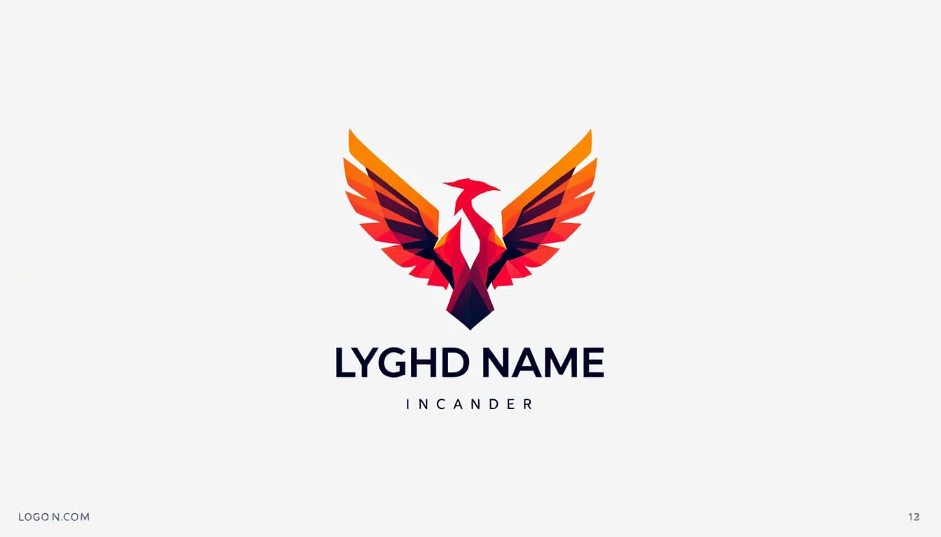 AI generated: A sleek and modern logo design for a tech startup, featuring a stylized geometric phoenix icon with ...
