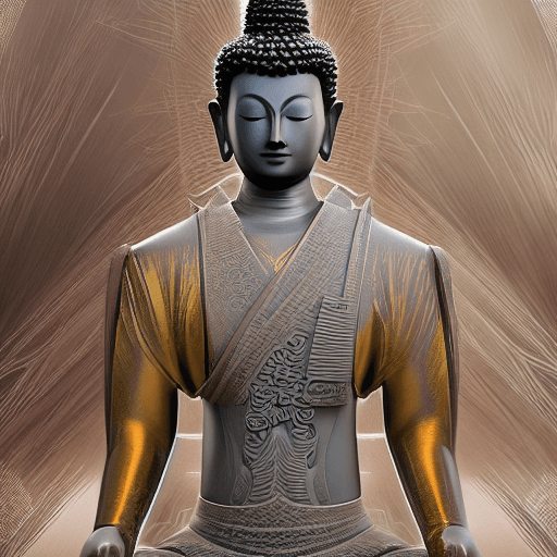AI generated: build a buddhist monk +with face like my profile+excessive detail+futuristic and eco style concept+o...