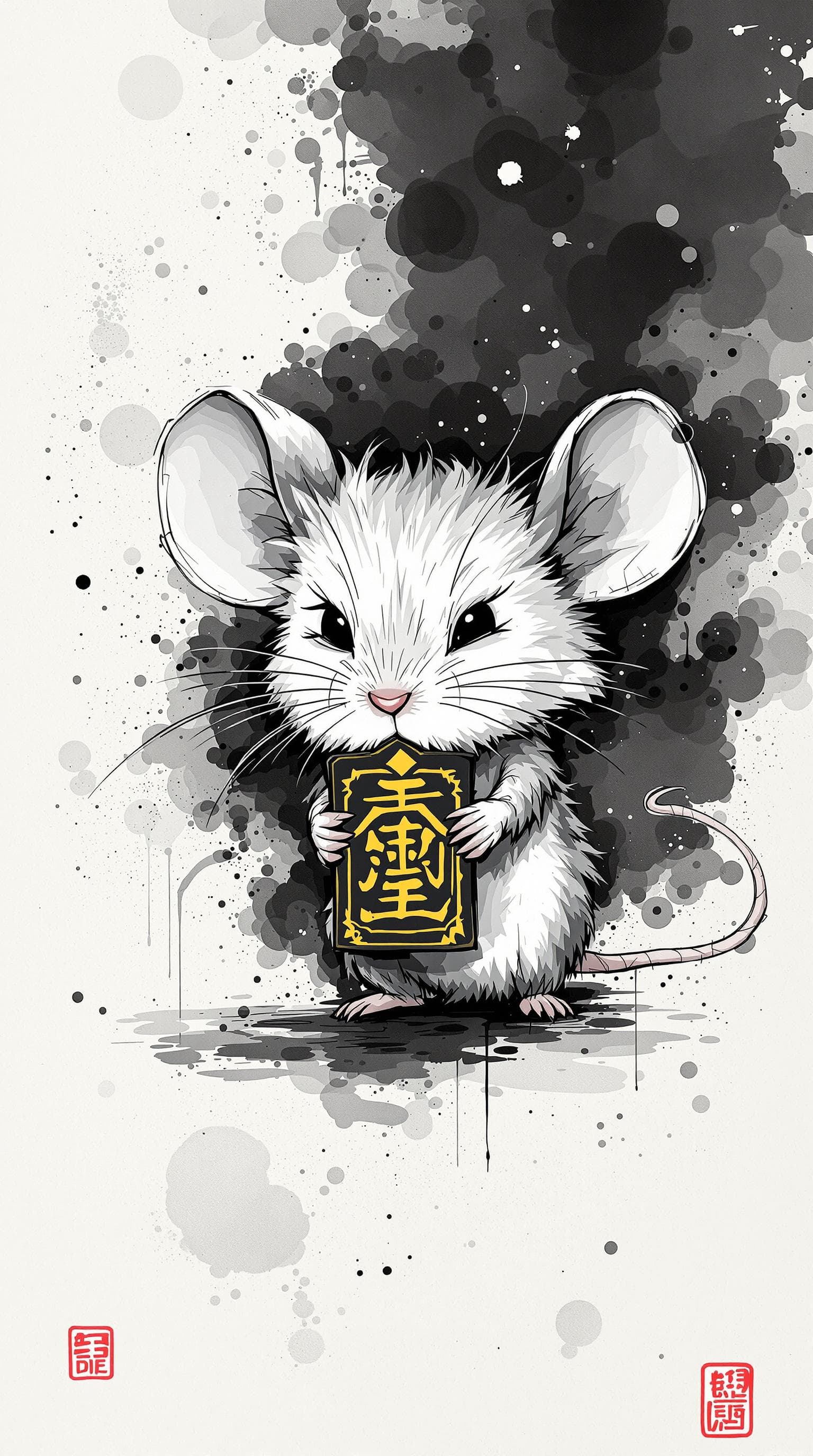 AI generated: exquisite，best quality, original, wallpaper,  complicated_background,ink style background， a cute Mo...