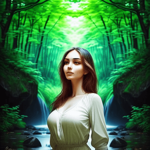 AI generated: A women Looks like an art Surrounded with nature