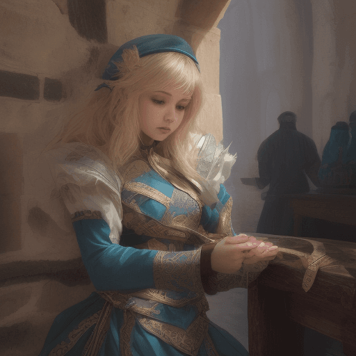 AI generated: Photo of a ultra realistic medieval setting of a of a young adult blonde middle eastern dancer dress...