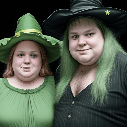 AI generated: Javier Milei 55 yers odl, fat, with double chin, and his twin sister Karina Milei, 55 years old, fat...