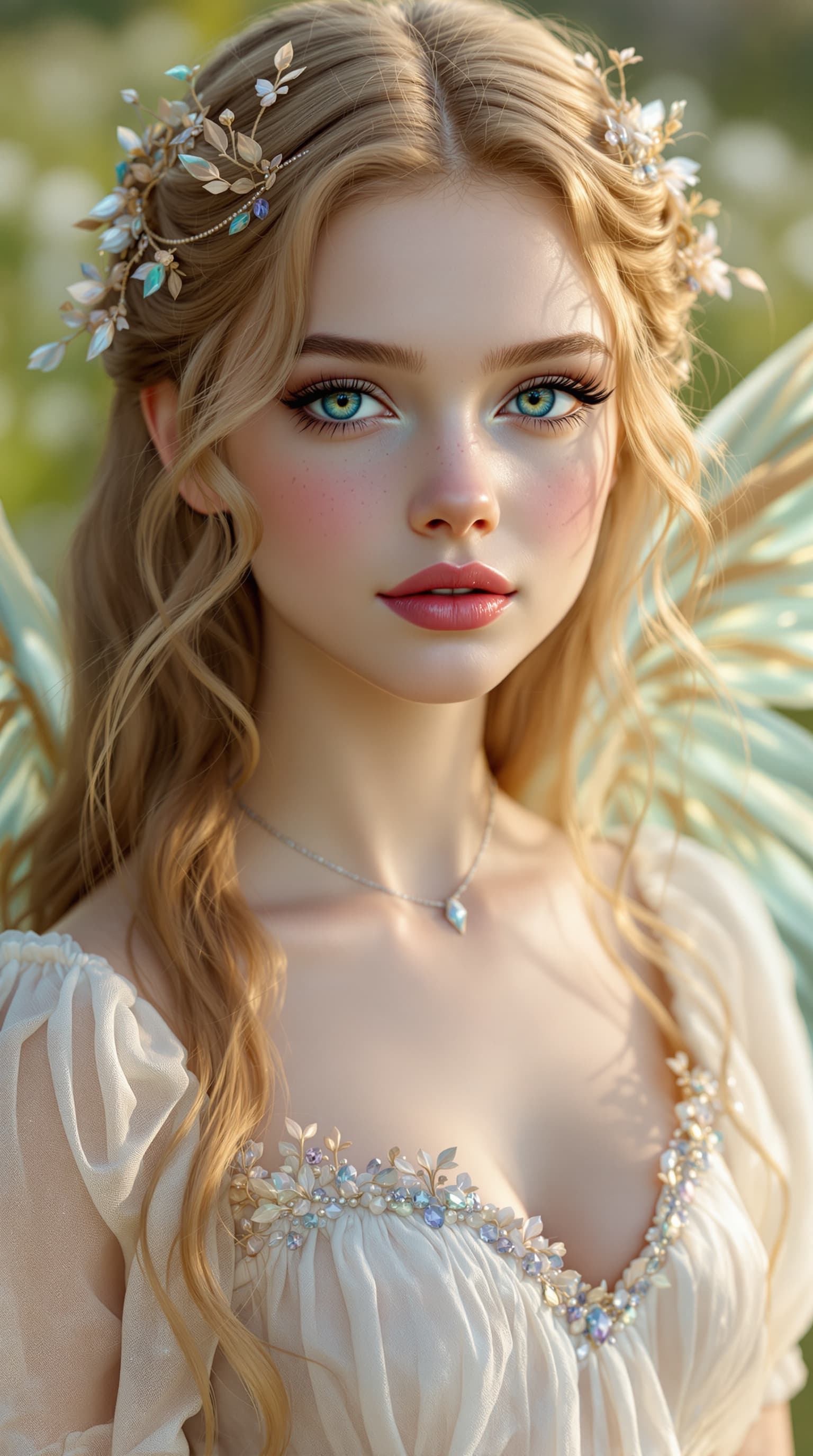 AI generated: A professional hyper-realistic portrayal of Elle Fanning embodying the ethereal beauty of a princess...