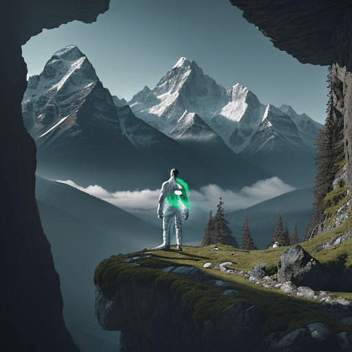 AI generated: A man is reborn after an illness, half of the man is sick with ulcers, the other half is restored. T...