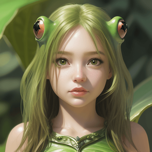 AI generated: photo fantasy girl frog face photorealistic high detail