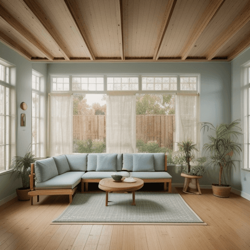 AI generated: High resolution photography interior design, dreamy sunken living room conversation pit, wooden floo...