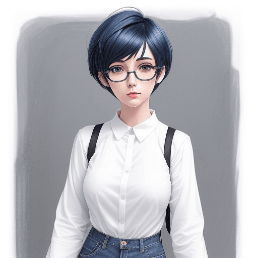 AI generated: ((detailed hair)),a drawing of a woman with dark blue hair, an anime drawing, trending on pixiv, dig...