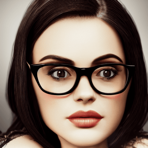 AI generated: Hollywood  close-up portrait of a beautiful elegant stylish woman wearing glasses, symmetrical face ...