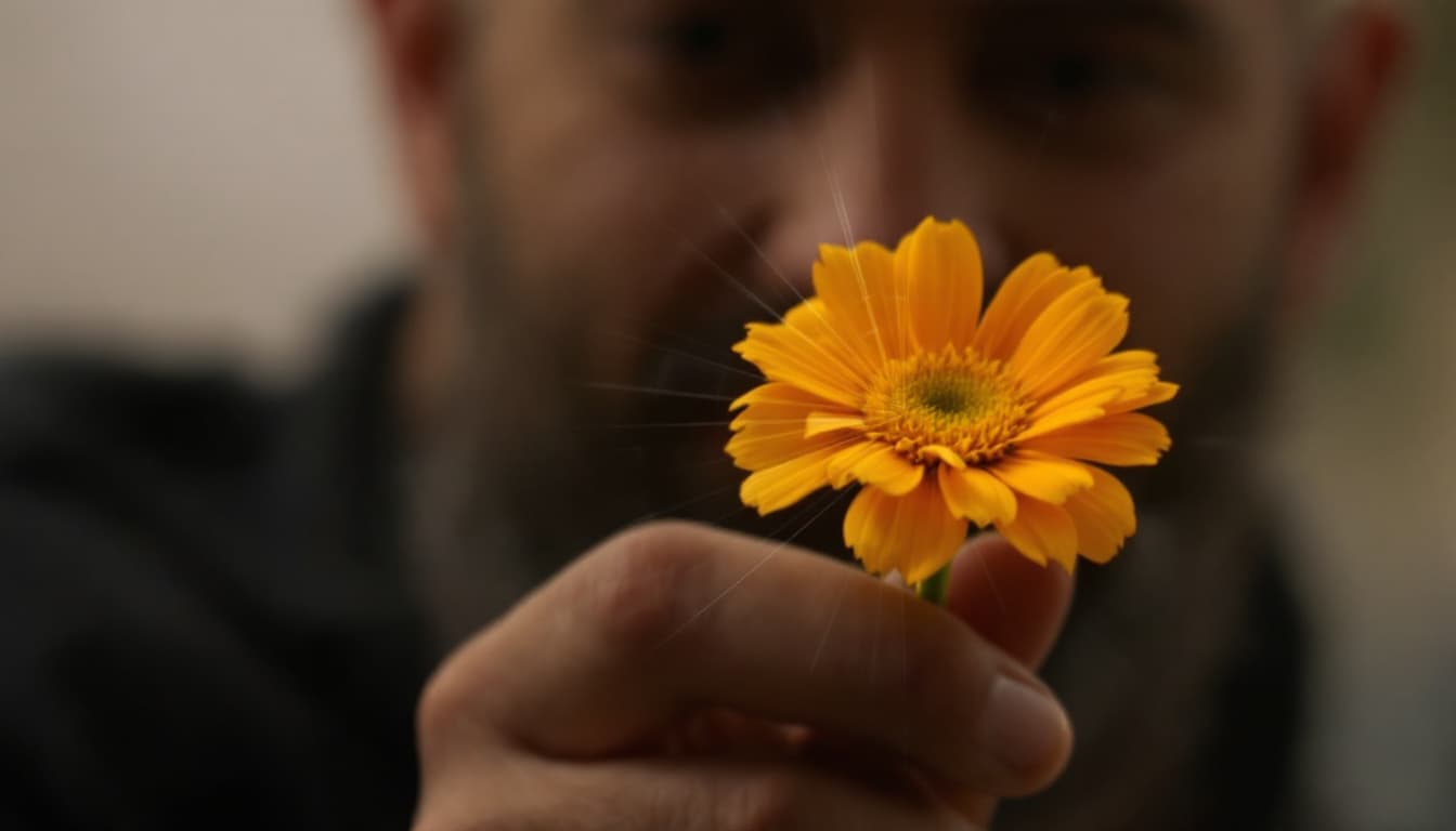 AI generated: Shot 6: Flashback (Quick cut) - Close-up of flower in Sam’s hand, glass-crack effect over image.
Pro...