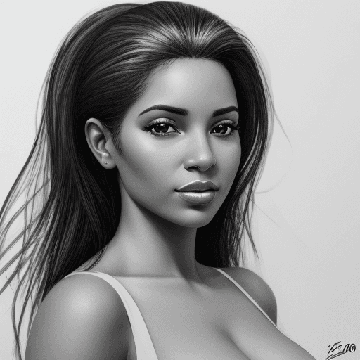 AI generated: Realistic Black and white sketch of a beautiful Cuban woman, white background, --ar 61:128 --s 750 -...