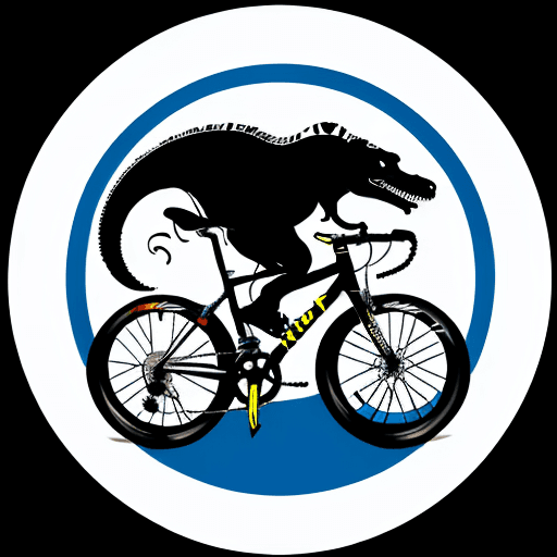 AI generated: Logo of the bike club “Trex”, the picture should show a Trex on a bike in a circle, minimalistic.