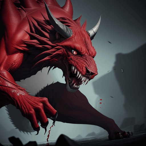 AI generated:  high quality foto of a bloody dangerous beast without eyes, long fingers and broken bones, 8k