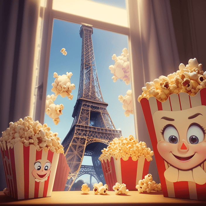 AI generated: A happy cartoon Eiffel tower shaped popcorn,eyes details, smile, Pixar Style, perfect composition, 8...