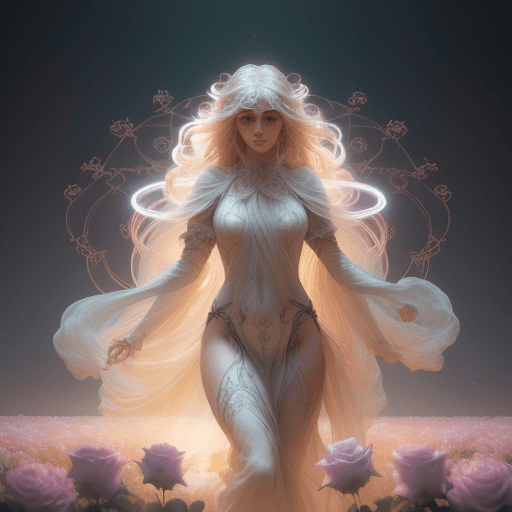 AI generated: mucha concept art:: women:soft natural volumetric cinematic:: perfect light:white glowing effects:: ...