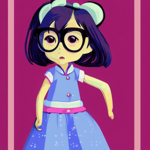 AI generated: cute, adorable,  Pixar, disnet,  8k,  love,chinese girl,black hair, Wearing white glasses, a braid,e...