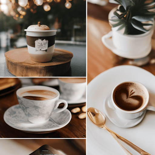 AI generated:  Design a wedding invitation inspired by a coffee shop theme, incorporating elements like coffee cup...