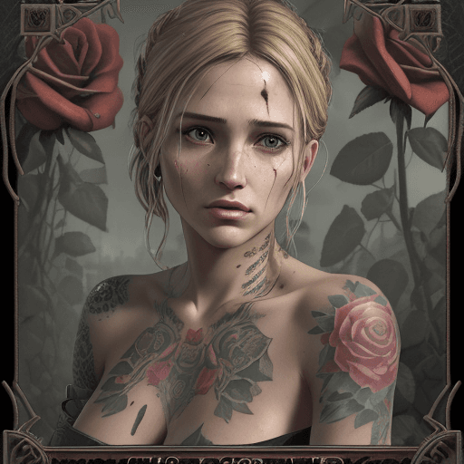 AI generated: Tarot card, Close up face shot of a beautiful woman looking at the camera, (((card title surrounded ...