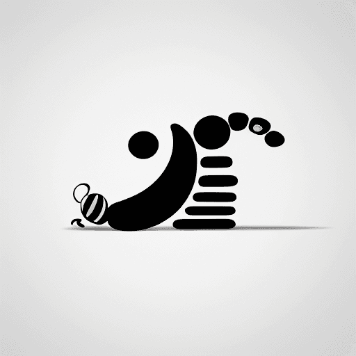 AI generated: A modern minimalist 2D black and white logo featuring a caterpillar with its body designed with soft...