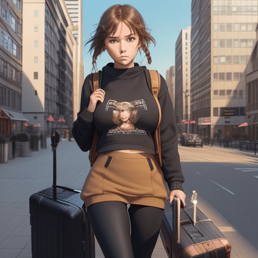 AI generated: (perfect anime illustration), 1girl, parted braids, short hair, brown hair, (huge breasts), best gir...