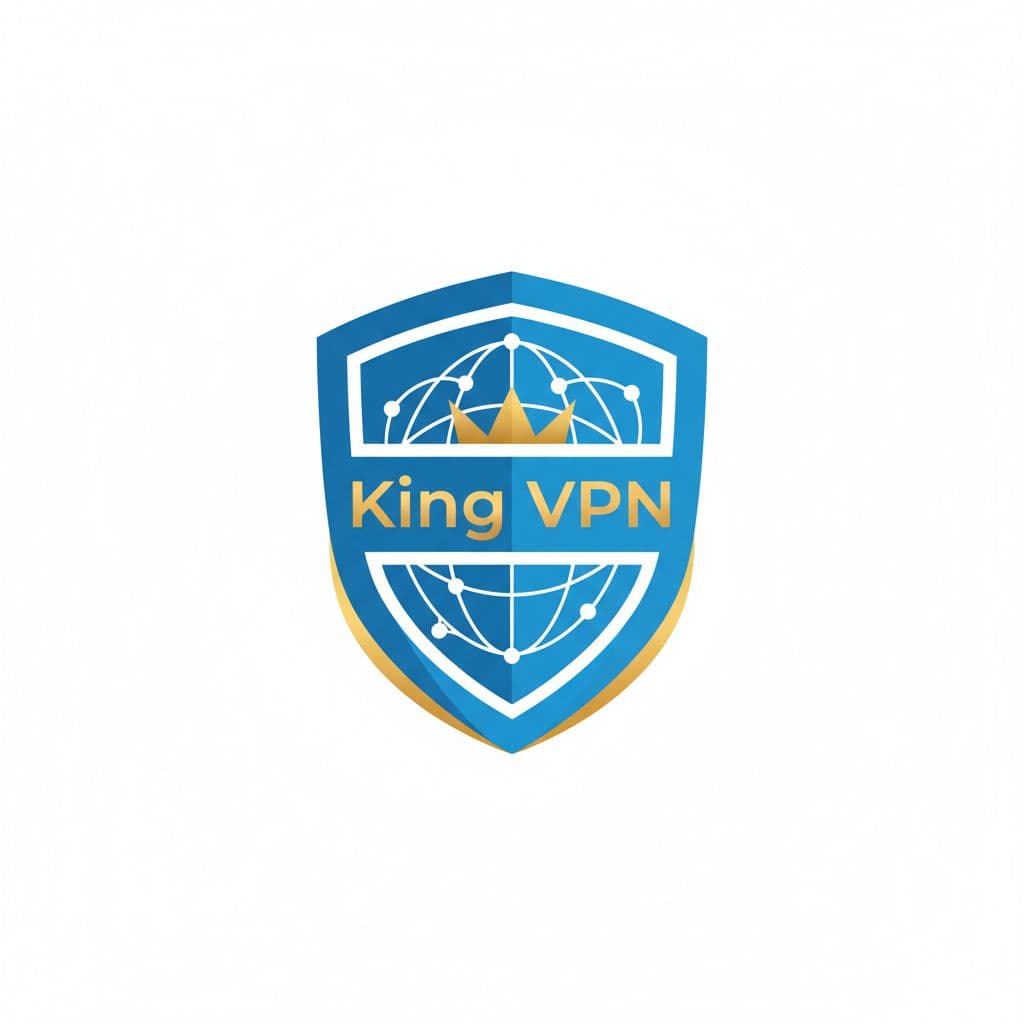 AI generated: Minimalist flat vector logo design for "King VPN". A sleek digital shield emblem featuring subtle gl...