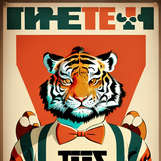 AI generated: In a playful, vintage-inspired design, create a humorous propaganda poster featuring a whimsical tig...