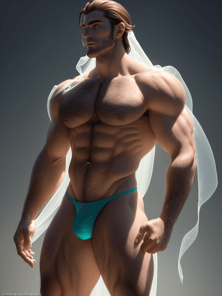 AI generated: profile view, Saga from Kinght of the Zodiacs, hairy caucasian complexion, muscular, athletic and bi...