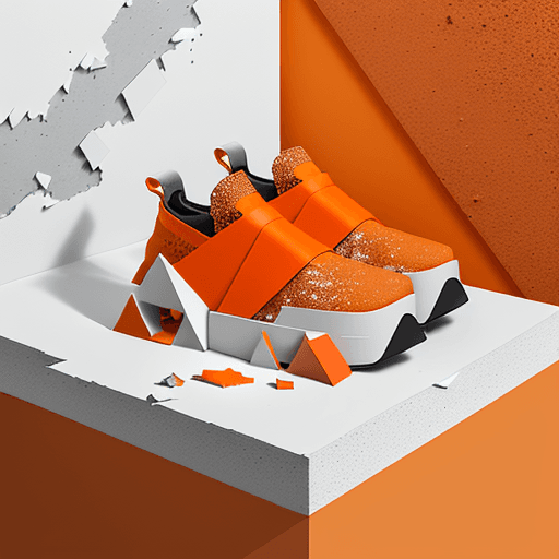 AI generated: productive photography, oncloud runshoes  product presentation, geometric plaster block and the floo...