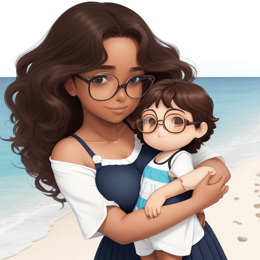 AI generated: a big girl, with pronounced and soft curves. small waist, with reading glasses and brown eyes, very ...