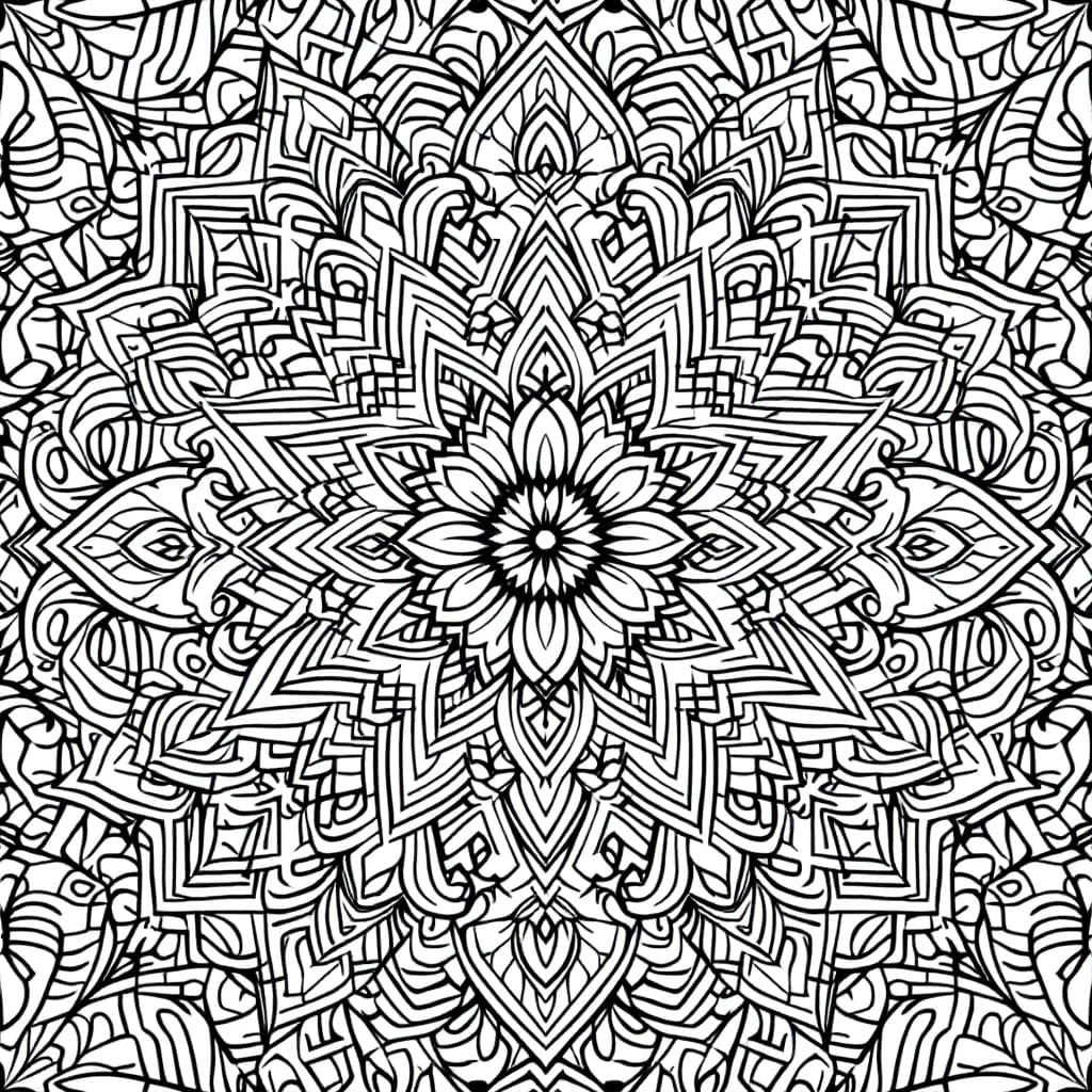 AI generated: Create an intricate and highly detailed mandala design specifically for adult coloring books. The ma...