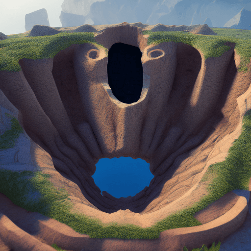 AI generated: large hole in the ground,symmetrical artwork. cinematic, hyper realism, high detail, octane render, ...