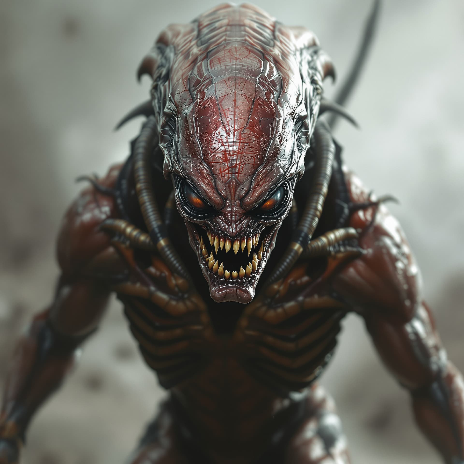 AI generated: alien, full body, terrifying, fierce and threatening, highly detailed and realistic --ar 68:128 --st...