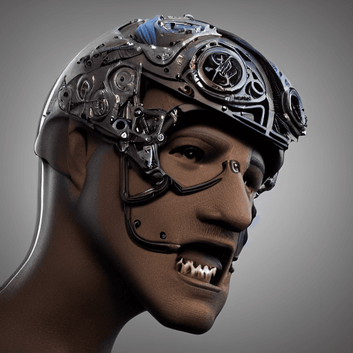 AI generated: 3D render of a sci-fi concept design of MTB Rider, steampunk, intricate details, hyper detailed, pho...
