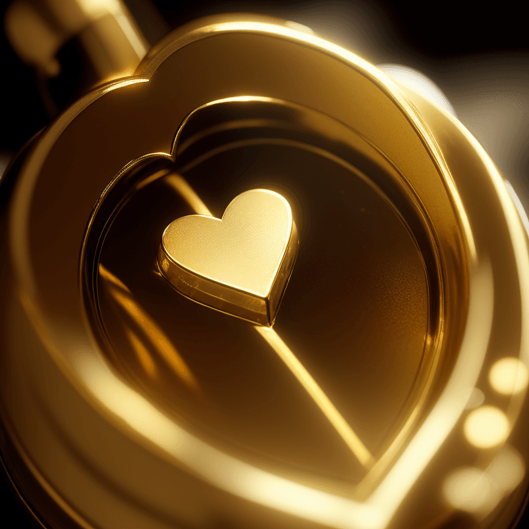 AI generated: gold heart, photographic cinematic