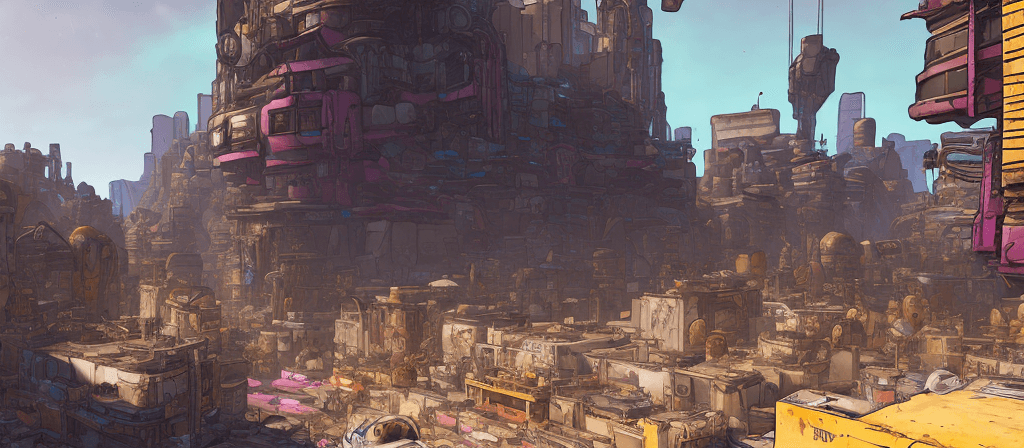 AI generated: City from borderlands 3, au naturel, hyper detailed, digital art, trending in artstation, cinematic ...