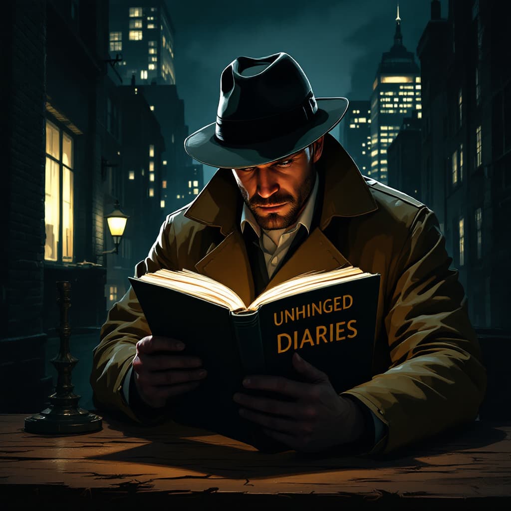 AI generated: Male detective in a trench coat, set against a noir city backdrop at night, in the style of Edward H...