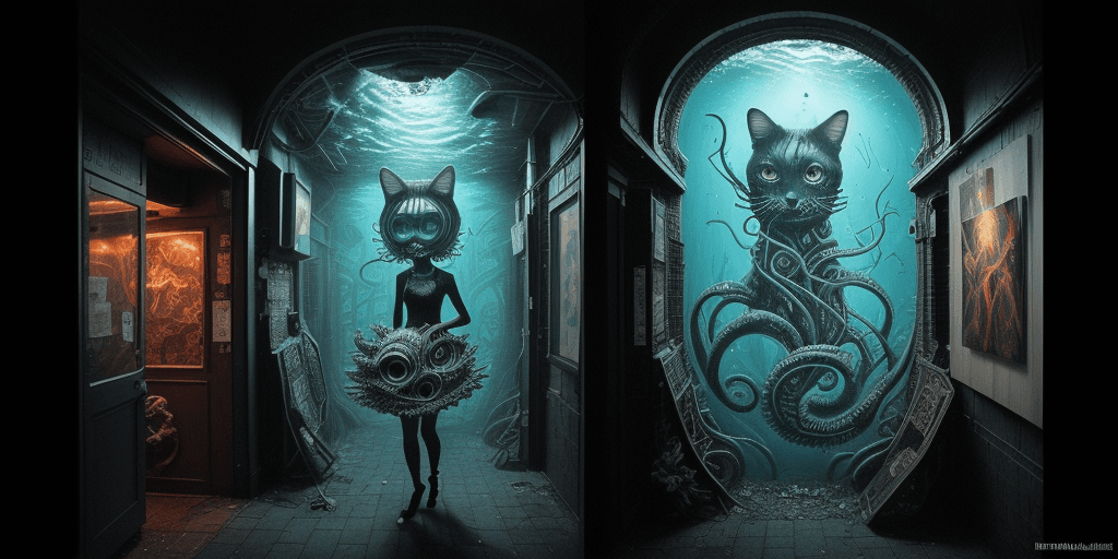 AI generated: (16k laser cut 4d art rfktrstyle Hey diddle diddle, the cat and the fiddle), Otherworldly, (Urban St...