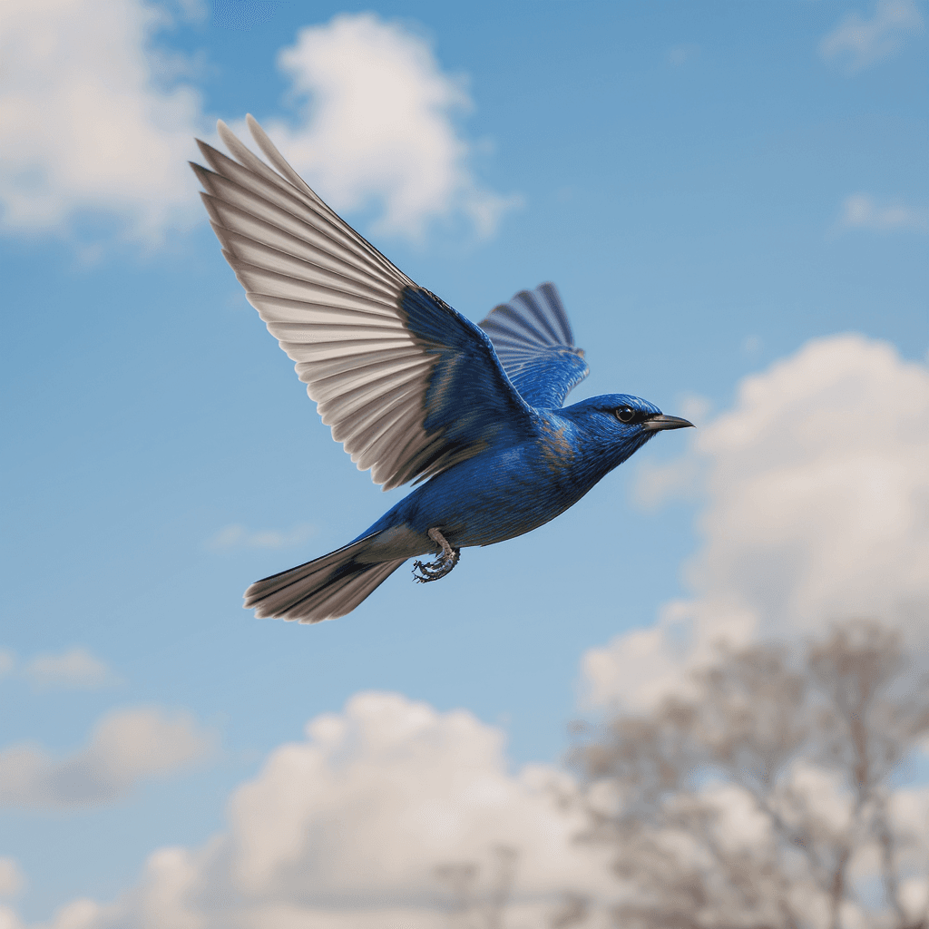 AI generated: A blue bird flying